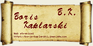 Boris Kaplarski vizit kartica